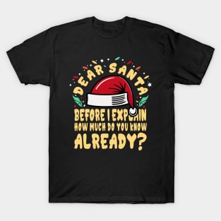 Dear Santa Before I Explain Funny T-Shirt